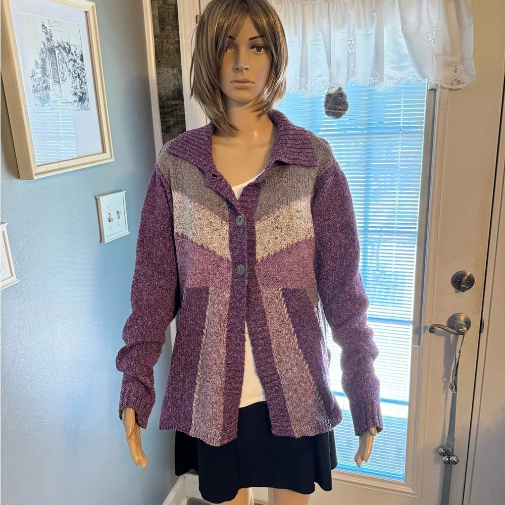 Vintage Alfred Dunner 3 Button Cardigan‎ SZ MED.